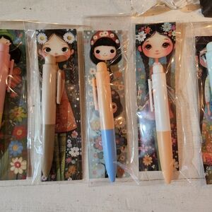 Cute Bookmark Characters Plus New Pen Set. Bundle Of 5